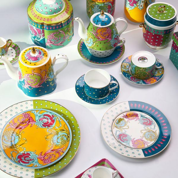  - Estelle Bone China China Porselen Karışık Desenli 4 lü Tabak Seti 20 cm (1)